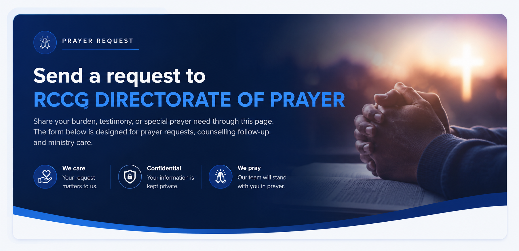 Prayer request banner for RCCG DIRECTORATE OF PRAYER
